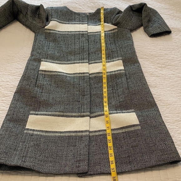 HOBBS LONDON car coat zippered front lined jacket boucle coat grey white size 6 - Picture 15 of 16